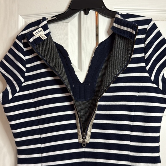 HatleyNavy and White Striped Dress with Decorative Trim Size XL - Picture 9 of 11